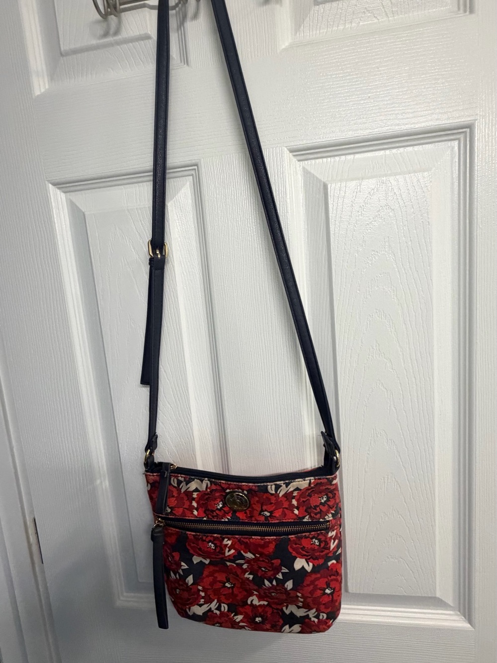 Tommy Hilfiger Red Floral Crossbody with Navy Strap